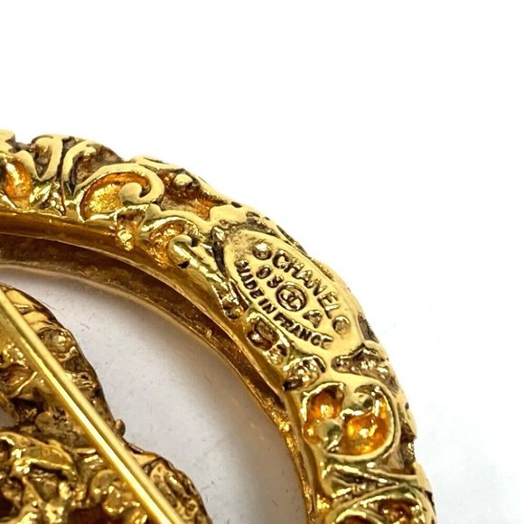 CHANEL CC Mark clear lava Circle type Round type 93A Brooch Metal Gold - Picture 11 of 12